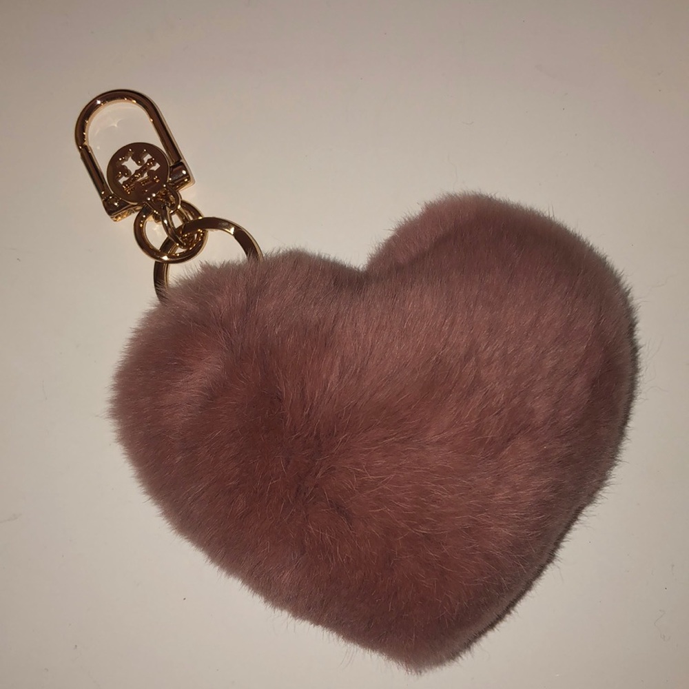 Mauve Tory Burch Heart Bag Charm